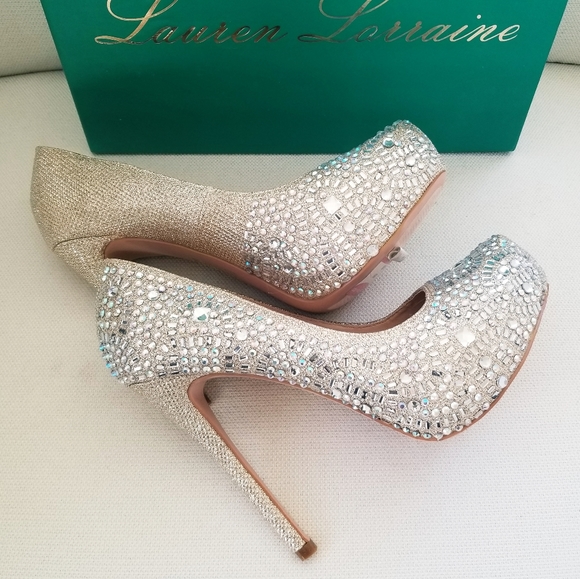 Lauren Lorraine Golden Nude Vanna 2 Platforms NWT - Picture 5 of 13